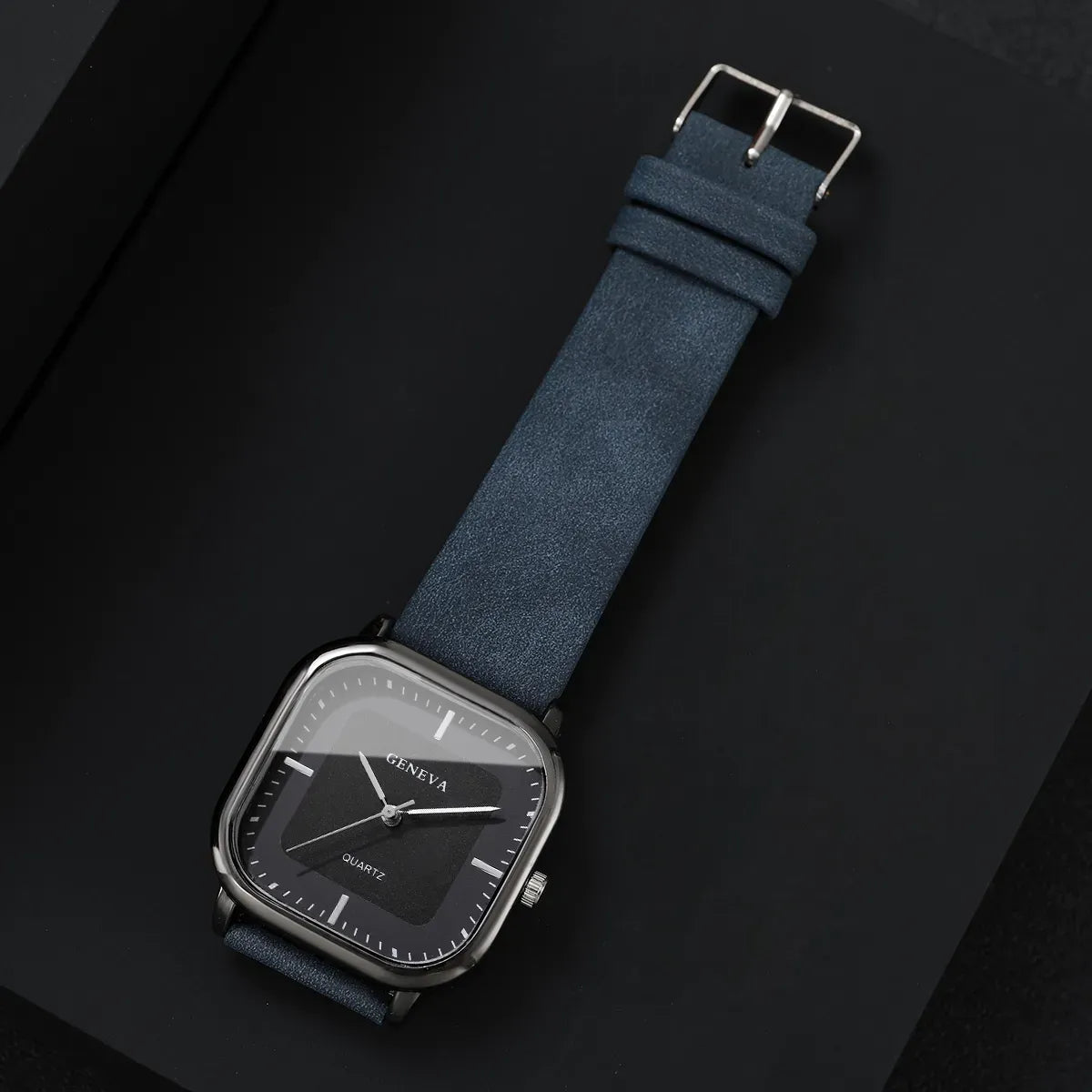 Fashion Square Men's Watches Minimalist Leather Strap Quartz Wristwatch Reloj Hombre（Without Box）